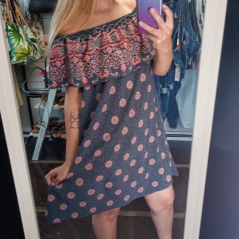 Boho off-shoulder sundress💛